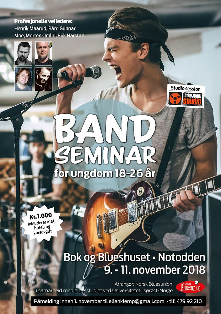Norsk Bluesunion inviterer deg i alderen 18-26 år til bandseminar